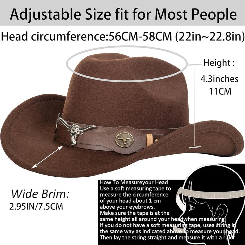 UTOWO Vintage Western Cowboy Hat for Men Outback Cowgirl Hat M/L - Image 2